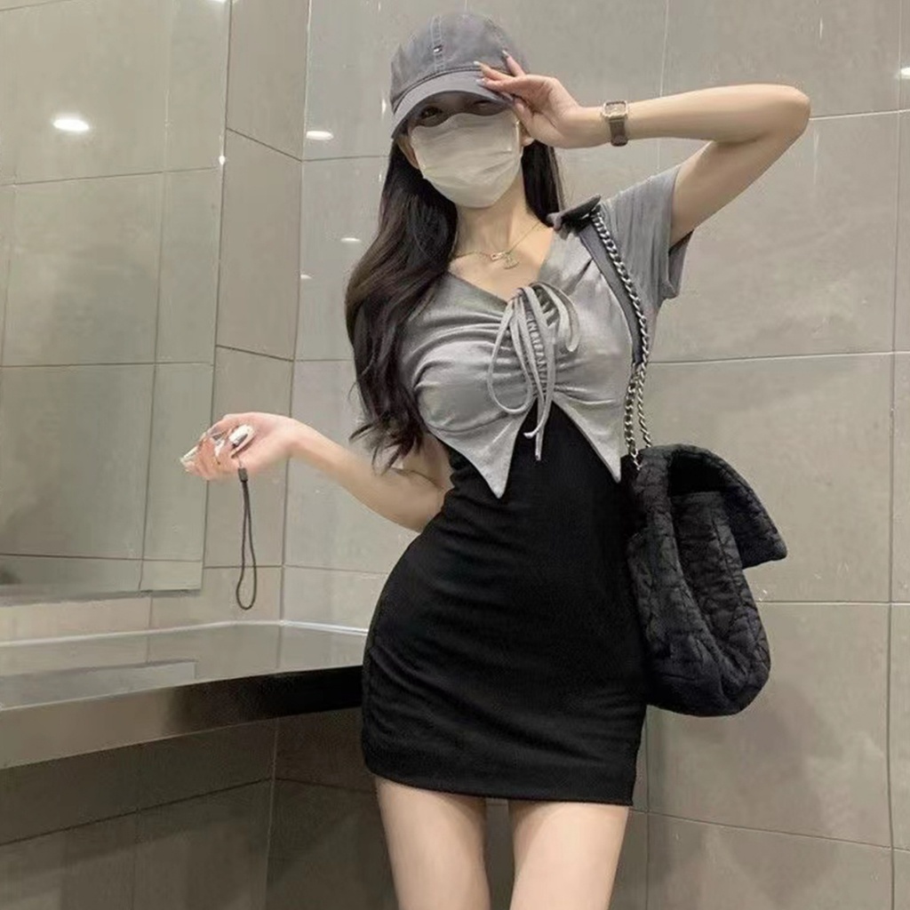กระโปรงสั้น แต่งตัว dress กระโปรงทรงเอ สไตล์เกาหลี