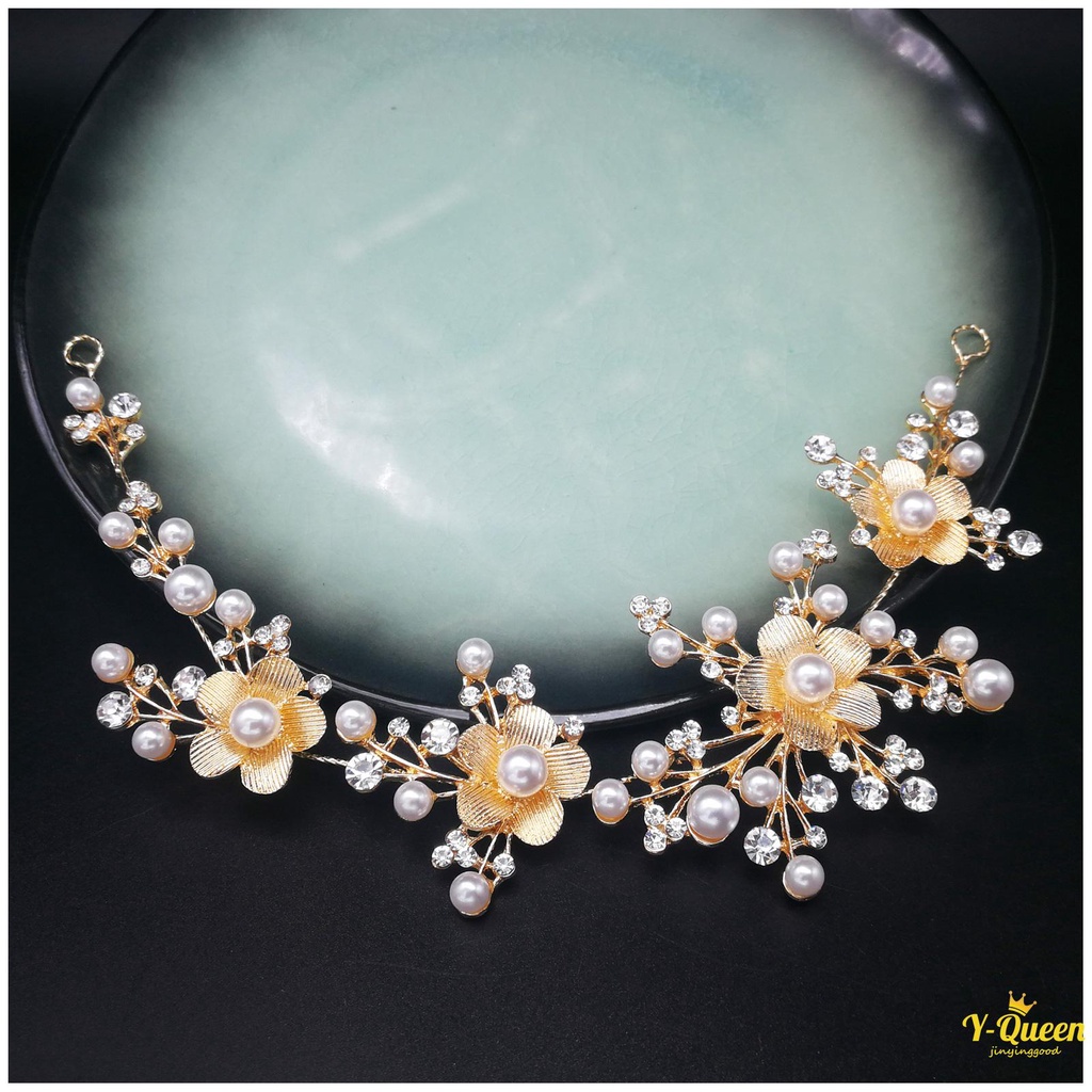 ผ้าโพกศีรษะ ประดับมุก พลอยเทียม รูปผีเสื้อ ดอกไม้ สําหรับผู้หญิง - รูปที่ 4