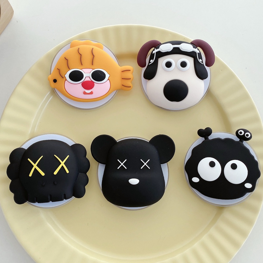 แม่เหล็กดูดที่วางโทรศัพท์ อินเทรนด์ การ์ตูน หมี เรืองแสง วอลเปซ & โครมิต ถัก ลอปปี้ ไข่เจียว ออกแบบ ยืดไสลด์ ถุงลมนิรภัย หัวเข็มขัดนิ้ว MagSafe สําหรับ iphone