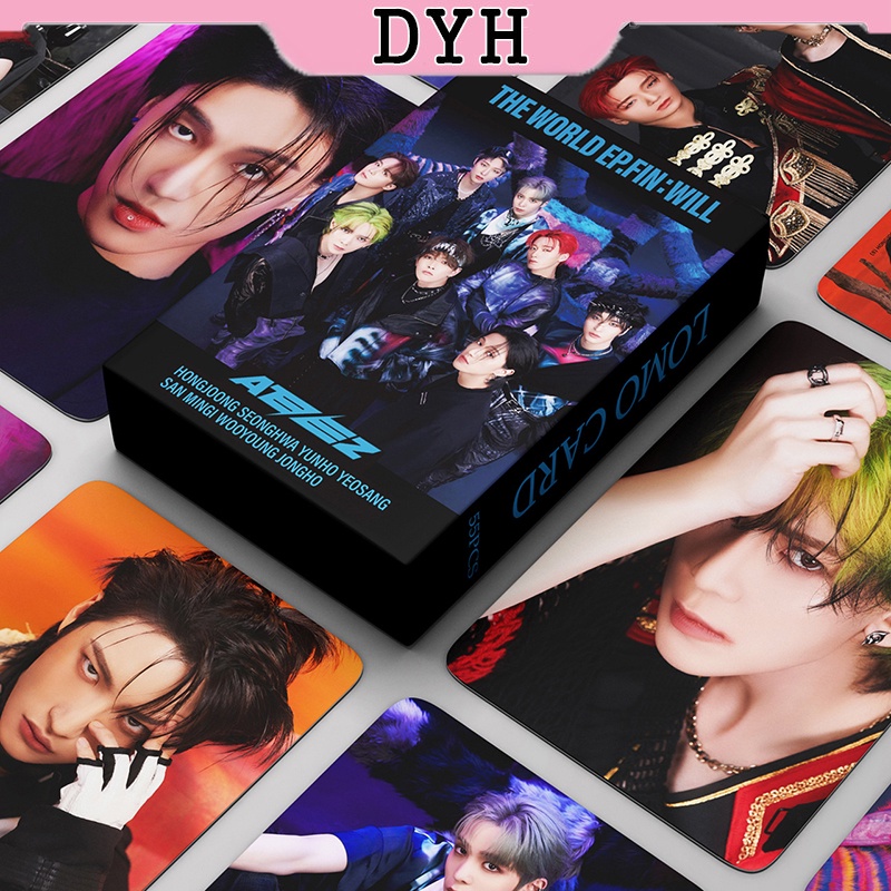 Dyh โฟโต้การ์ดอัลบั้ม ATEEZ THE WORLD EP.FIN:WILL KPOP LOMO สําหรับสะสมการ์ด จํานวน 55 ชิ้น ต่อกล่อง