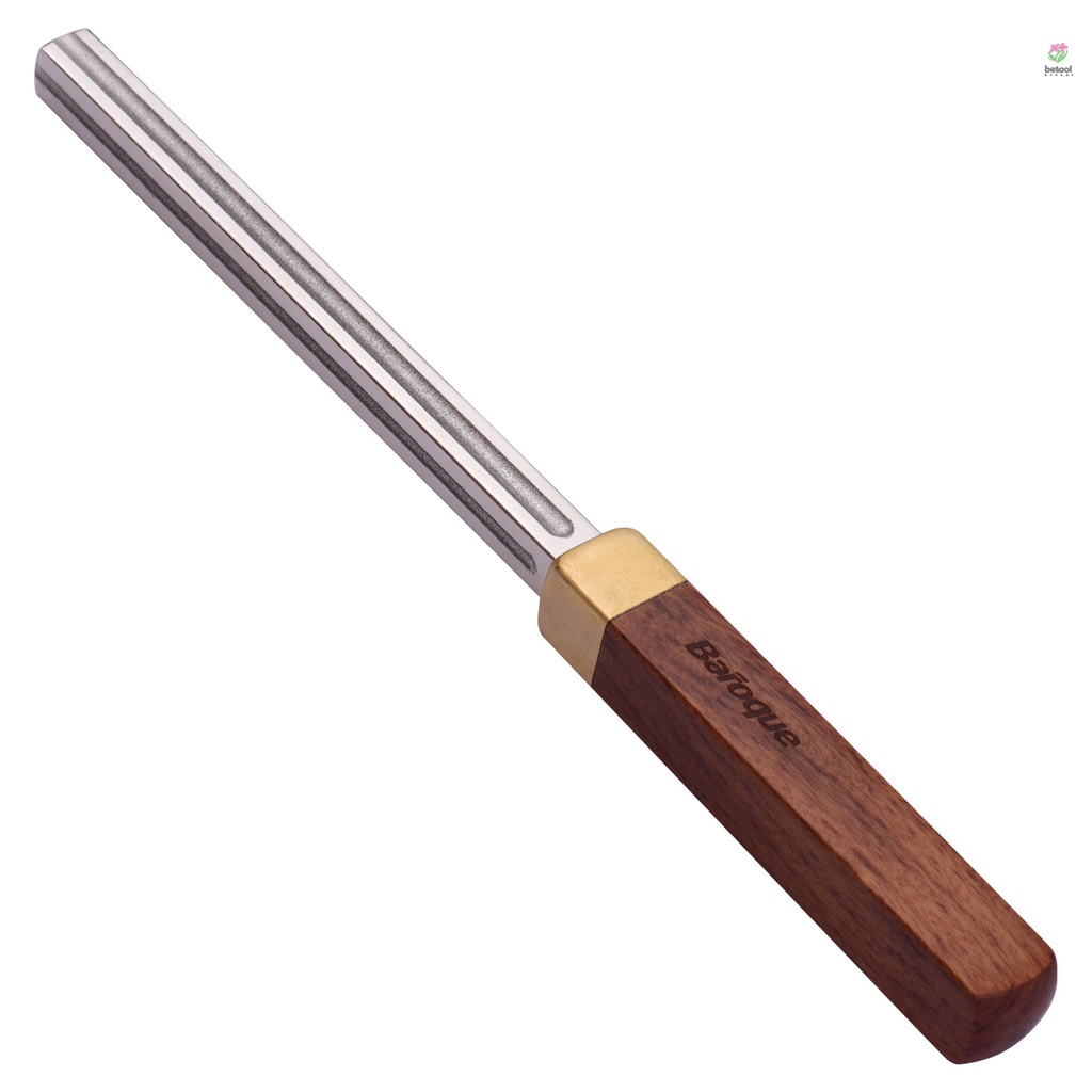 Btt Baroque CD-20 ตะไบเฟรตกีตาร์ โลหะ ทรงสี่เหลี่ยม พร้อมช่องคาร์บูเรนดัม 3 ช่อง ด้ามจับไม้ สําหรับซ่อมแซมกีตาร์