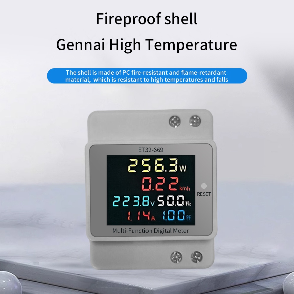 ET32-669 สมาร์ทมิเตอร์ 6in1 เครื่องวัดพลังงานดิจิทัล DIN-Rail AC โวลต์มิเตอร์ 110V 220V มิเตอร์อัจฉร