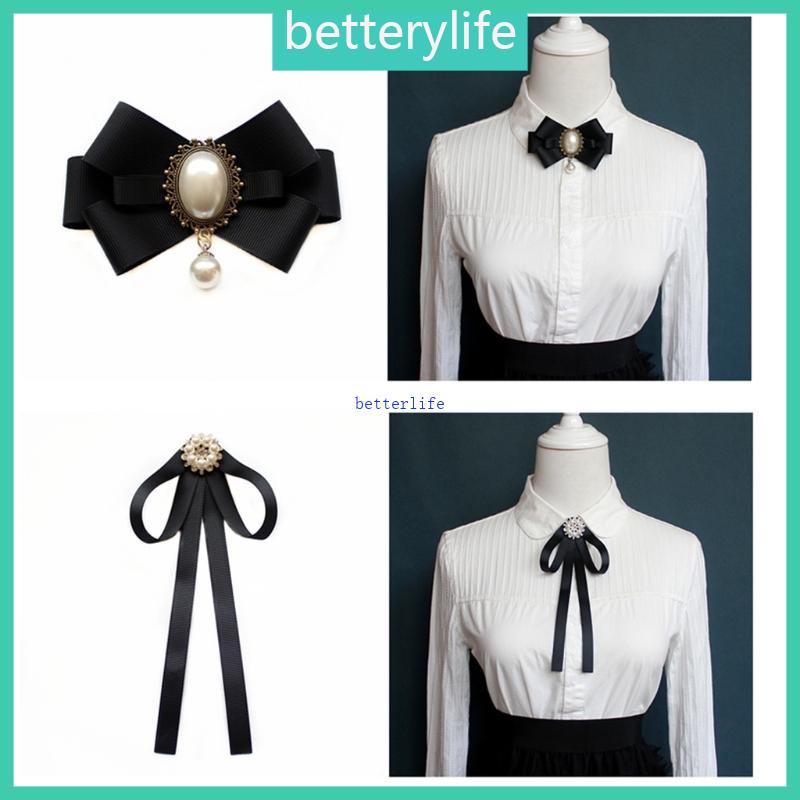 Btf เข็มกลัดริบบิ้น มุกเทียม ผูกปกเสื้อ วินเทจ พรีไทด์ เครื่องประดับ โบ เสื้อเชิ้ต เนคไท คลิป สําหรับผู้หญิง เด็กผู้หญิง