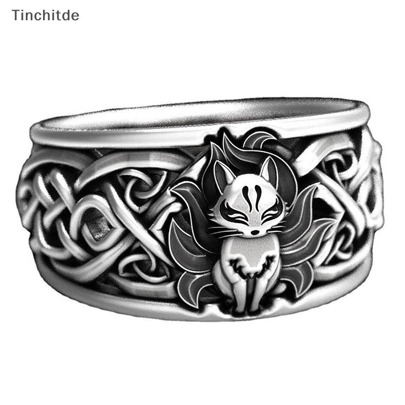 [Tinchitde] แหวนแฟชั่น รูปสุนัขจิ้งจอกเก้าหาง สามารถปรับได้ เครื่องประดับ ของขวัญ สําหรับผู้ชาย และผู้หญิง
