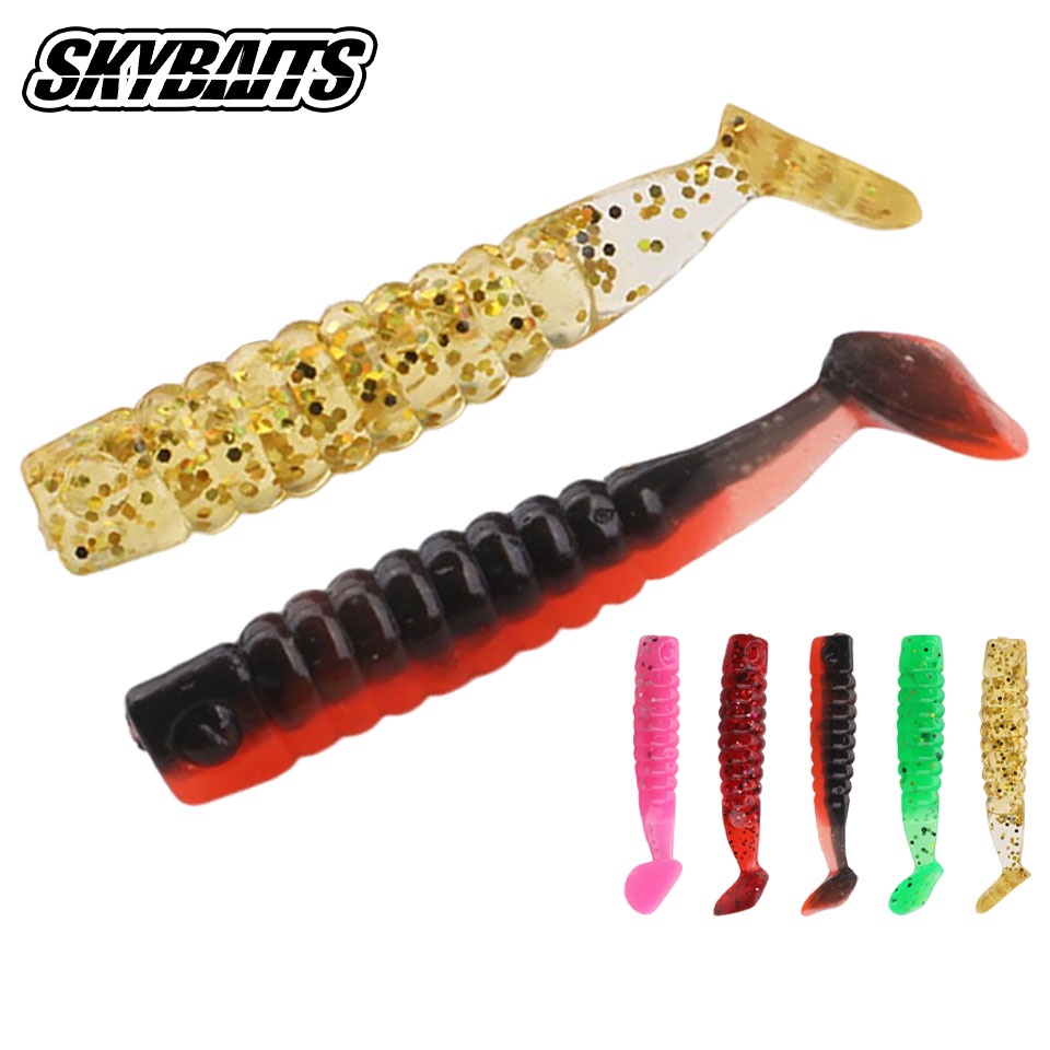 Skybaits 10 ชิ้น / ล็อต เหยื่อหนอนยาง 3 ซม. / 4 ซม. เหยื่อตกปลา ซิลิโคนเทียม ล่อปลา ขนาดเล็ก โยกเยก ว่ายน้ํา เหยื่อตกปลา