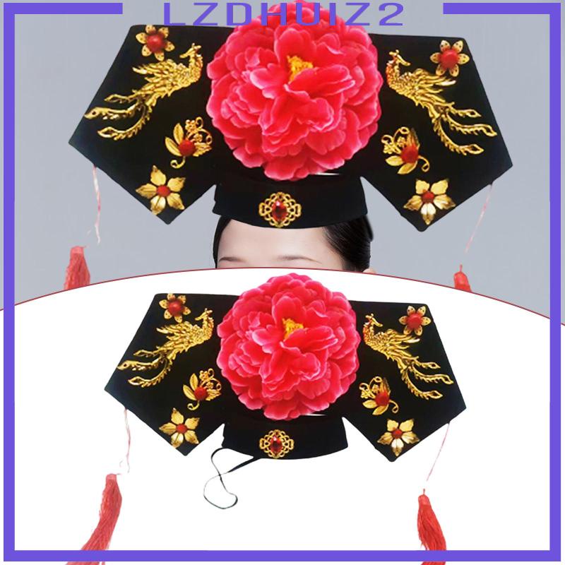 [Lzdhuiz2] Qing ที่คาดผม พวงหรีดดอกไม้ ตลก พร้อมพู่ สไตล์จีน สําหรับผู้หญิง งานแต่งงาน วันเกิด แต่งตัว