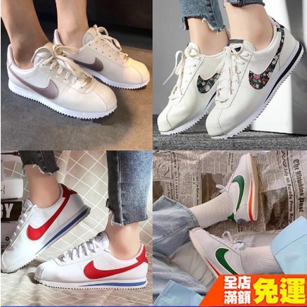 Nike Classic Cortez Leather Men Women Shoes Forrest Gump Shoes Casual Shoes Dry Rose Hook Shoes Whi