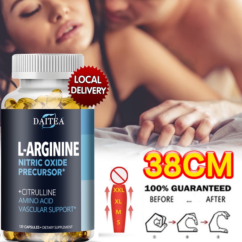 L-arginine + L-Citrulline อาหารเสริม | แคปซูลออกไซด์ไนตริก เพื่อสนับสนุนการเจริญเติบโตของกล้ามเนื้อ พลังงาน รองรับกล้ามเนื้อ | 120 แคปซูล