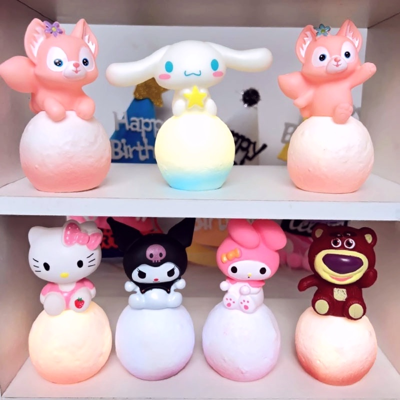 โคมไฟกลางคืน LED รูปการ์ตูน Kawaii Cinnamoroll Melody น่ารัก สําหรับตกแต่งเค้กวันเกิด ข้างเตียงนอน