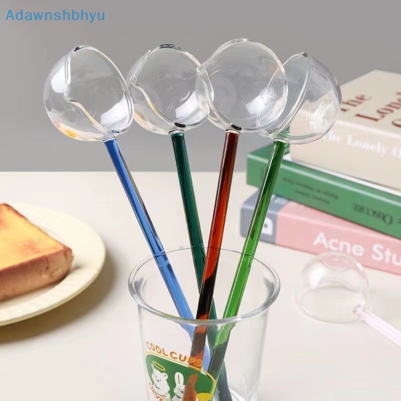 Adhyu ช้อนแก้วบอโรซิลิเกต ด้ามจับยาว ทนความร้อน สีโปร่งใส พร้อมช้อนตักของหวาน สําหรับห้องครัว บาร์ ปาร์ตี้ TH