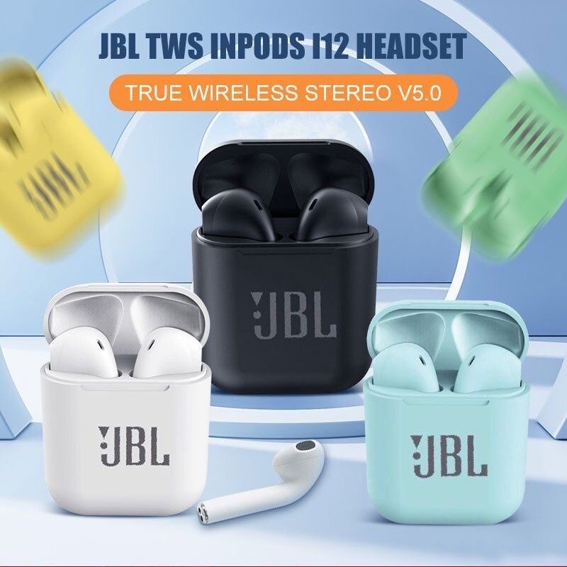 I12 หูฟังบลูทูธไร้สาย TWS เนื้อแมตต์ สีมาการอง พร้อมไมโครโฟน เคสชาร์จ สําหรับเล่นกีฬา