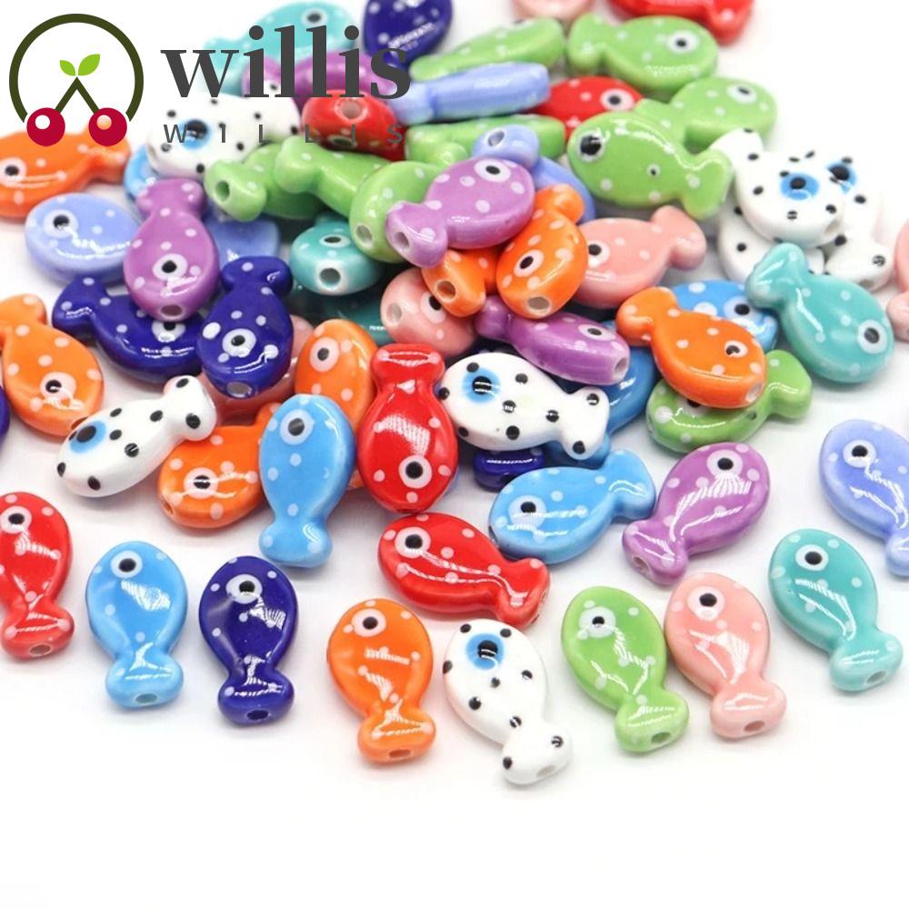 Willis ลูกปัดเซรามิค ลายการ์ตูนปลา 3D ขนาดเล็ก สําหรับทําเครื่องประดับ สร้อยคอ ต่างหู DIY 10 ชิ้น