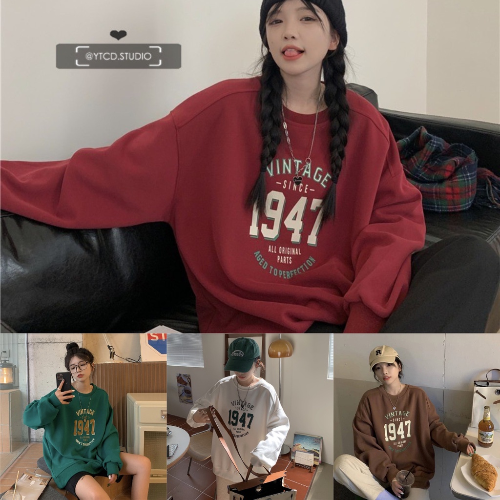 Olivia เสื้อสเวตเตอร์แขนยาว ลายวินเทจ สไตล์เกาหลี #J19