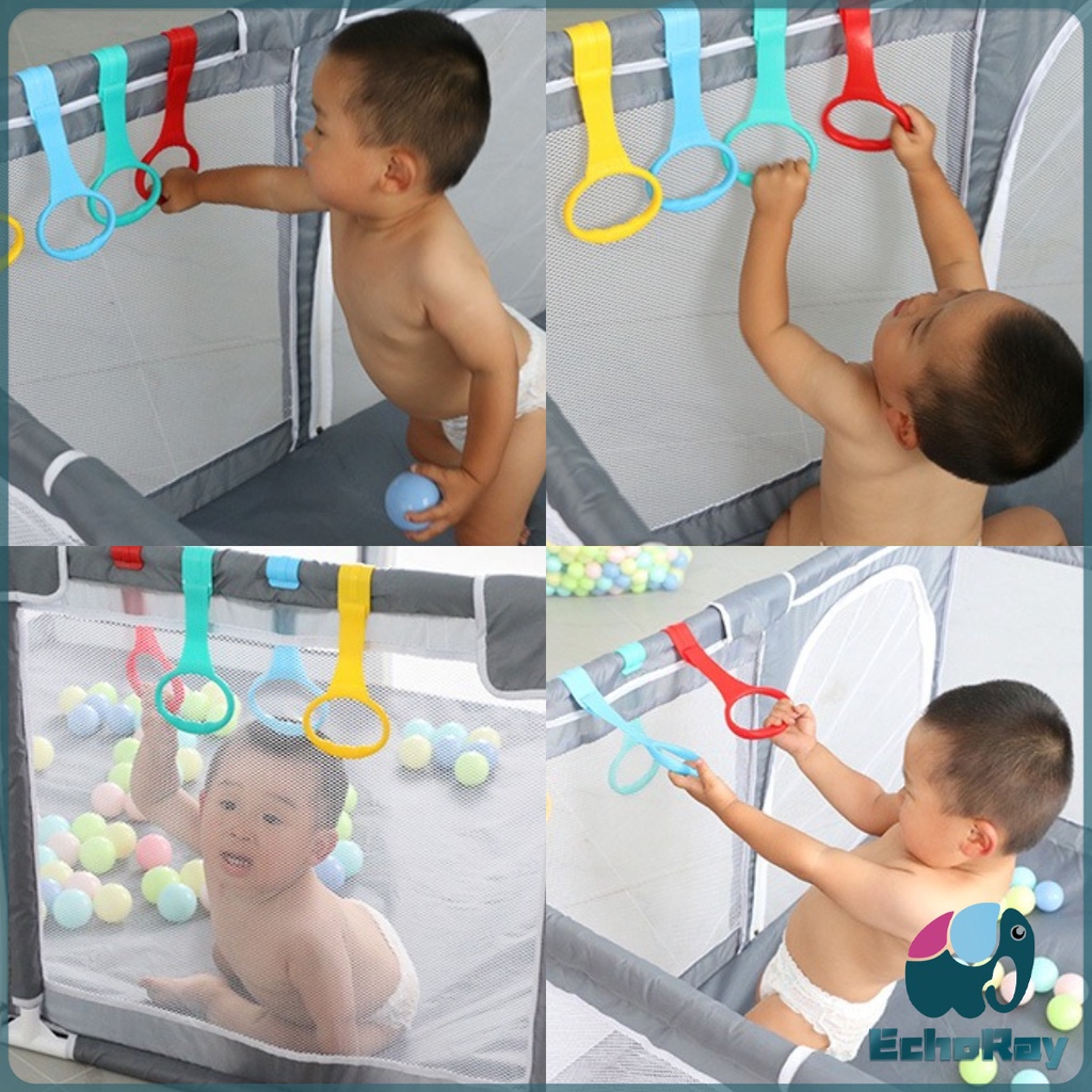E.R แหวนดึงพลาสติก ช่วยฝึกการยื่นตั้งไข่ ห่วงสําหรับเด็กหัดยืน Baby Crib Pull Ring - รูปที่ 3