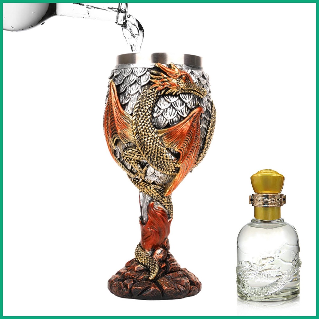 แก้วไวน์ สเตนเลส ลายมังกร Chalice ของขวัญสร้างสรรค์ สําหรับตกแต่งงานปาร์ตี้ jiwth