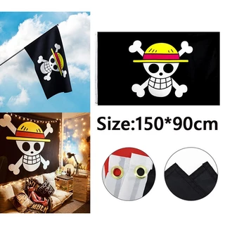 ธงวันพีช ธงลูฟี่ ธงโจรสลัด ธงหัวกะโหลก ขนาด One Piece ขนาด 90x150 ซม.