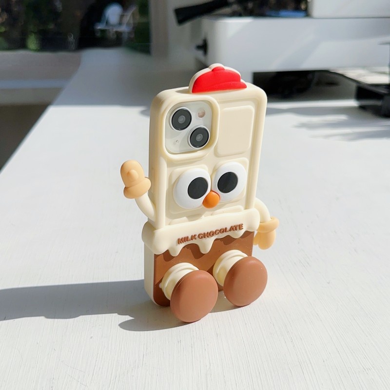 เคสซิลิโคน ลายการ์ตูนช็อคโกแลต 3D พร้อมขาตั้ง สําหรับ Vivo V30 V29 V27 V23 Y20 Y20s Y20i Y77 Y33s Y53s Y16