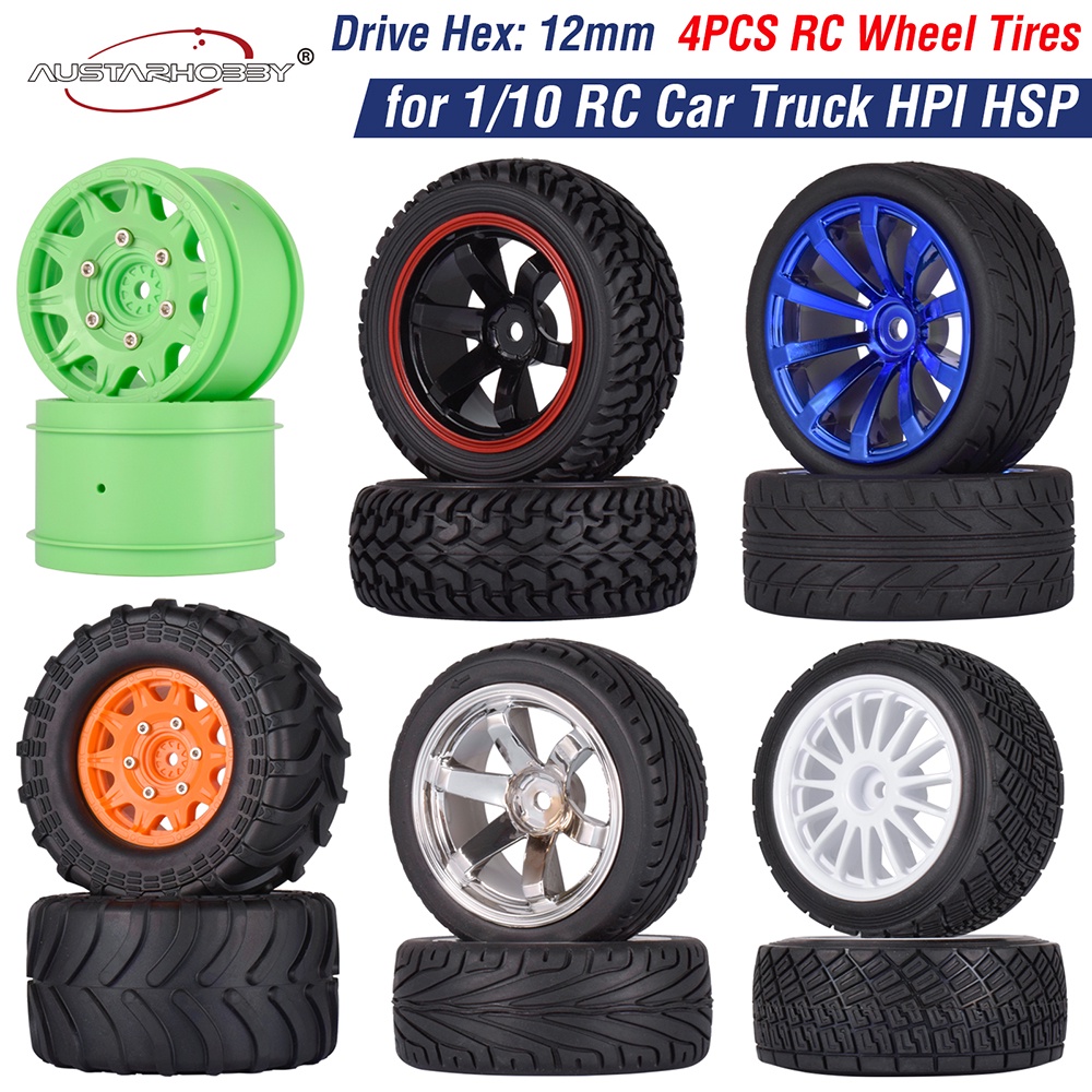 Austarhobby ยางล้อหกเหลี่ยม 1/10 12 มม. สําหรับรถบังคับ Traxxas 4 ชิ้น