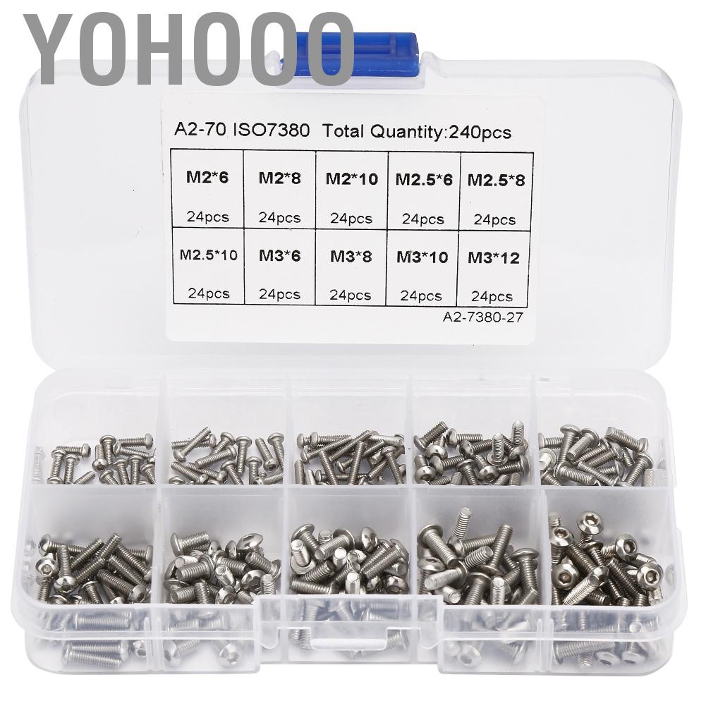 Yohooo 240x M2x6/M2x8/M2x10/M3x6/M3x8/M3x10/M3x12/M2.5x6/M2.5x8/M2.5x10 ชุดสกรู ANA