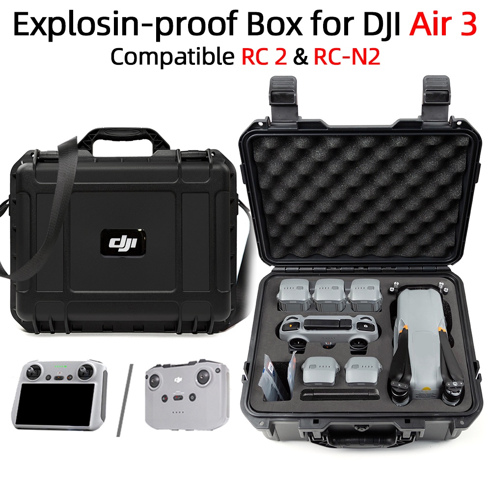 กล่องเก็บของ พร้อมสายคล้องไหล่ กันระเบิด สีดํา สําหรับ DJI Air 3 DJI Air 3 RC2 RC-N2