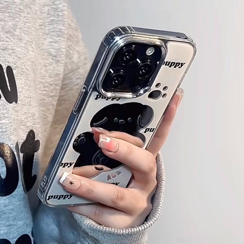 เคสไอโฟน 16/15/14/13/12/11 Pro max น่ารัก ลูกสุนัข กันกระแทก mirror Compatible Case iPhone 11,12,13,14,15,16,11PM,12PM,13PM,14PM,15PM,16PM