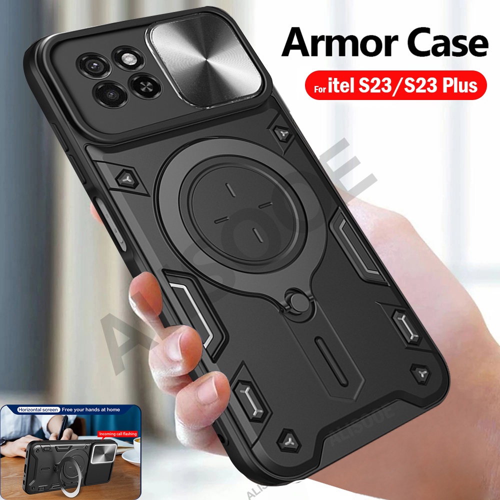 Itel S23 เคสโทรศัพท์มือถือแบบแข็ง กันกระแทก พร้อมแหวนแม่เหล็ก สําหรับ Itel S23 Plus S23+ S23Plus A70 itelA70