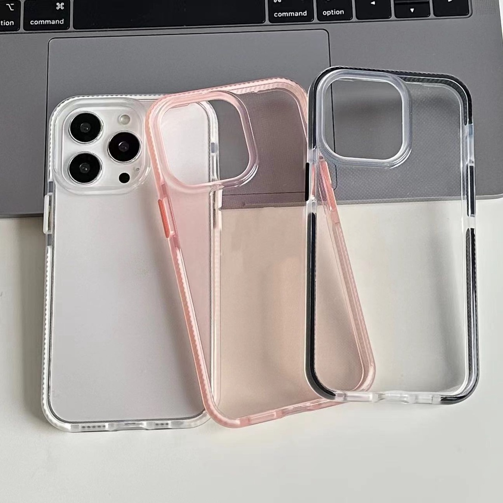 เคสโทรศัพท์มือถือแบบใส กันกระแทก สองสี สําหรับ iphone 15Pro 14 Pro 13