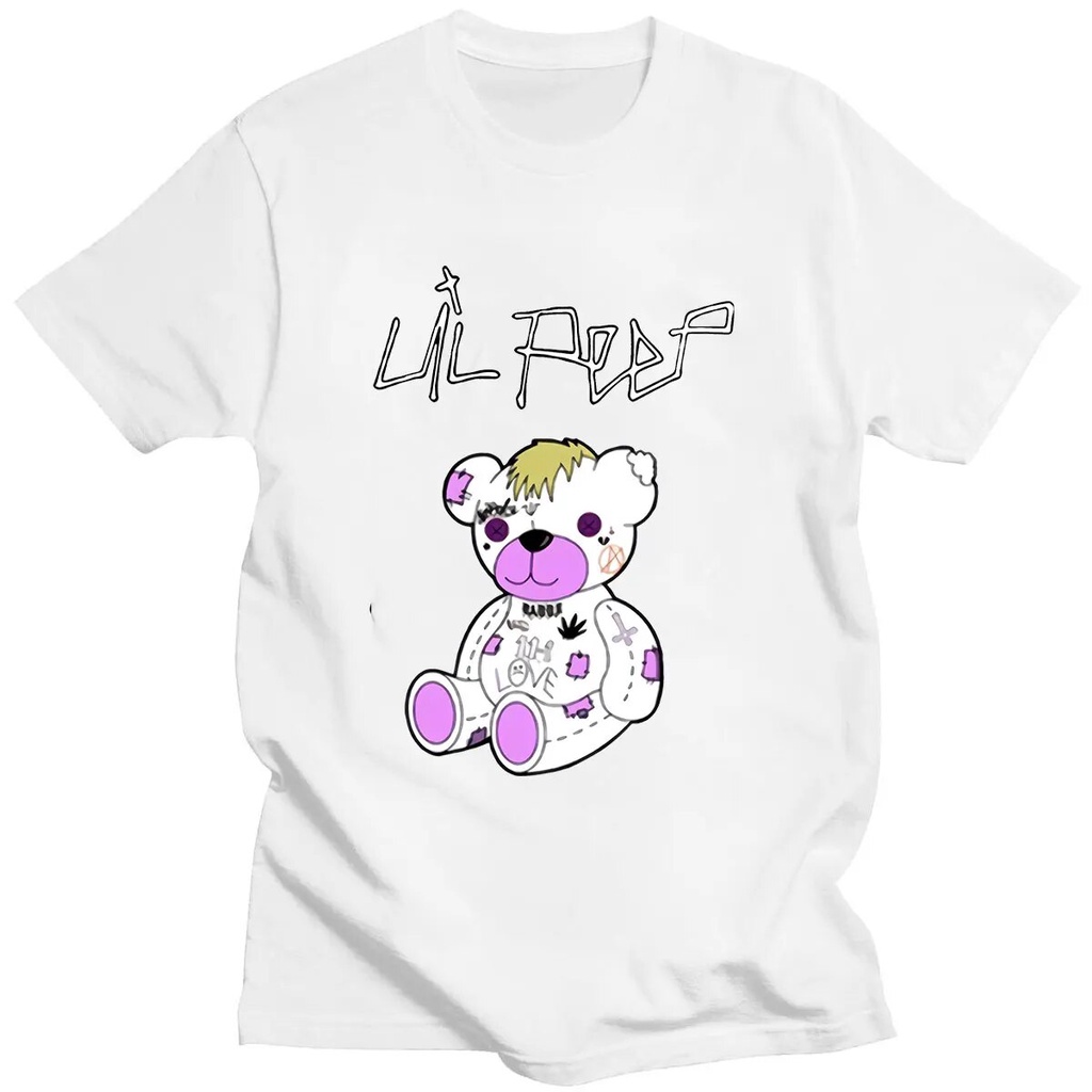 เสื้อยืดคอกลม พิมพ์ลายกราฟฟิค Bear Lil Peep เรียบง่าย สไตล์ฮิปฮอป