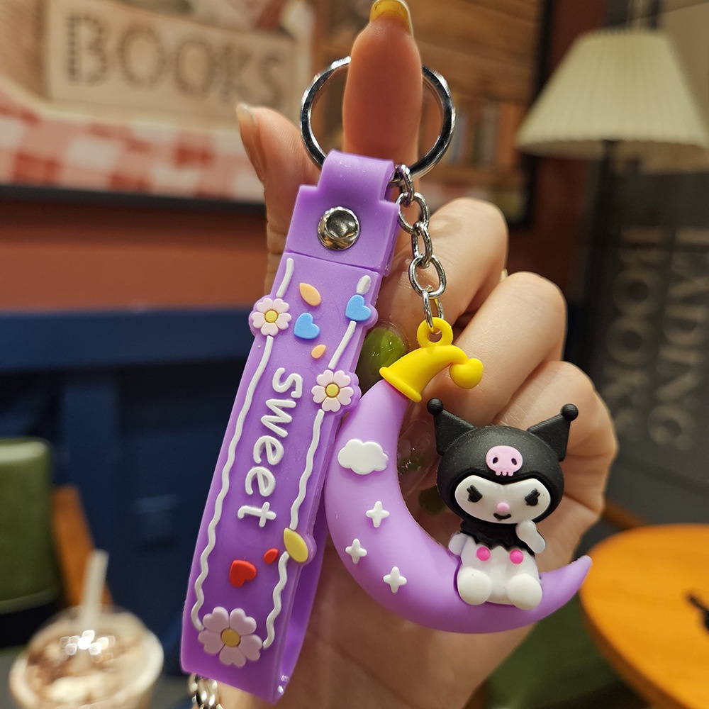 Sanrio พวงกุญแจ Kuromi Hello Kitty พวงกุญแจซิลิโคนตุ๊กตาจี้กระเป๋าเป้สะพายหลังรถพวงกุญแจเด็กกระเป๋าอุปกรณ์เสริม