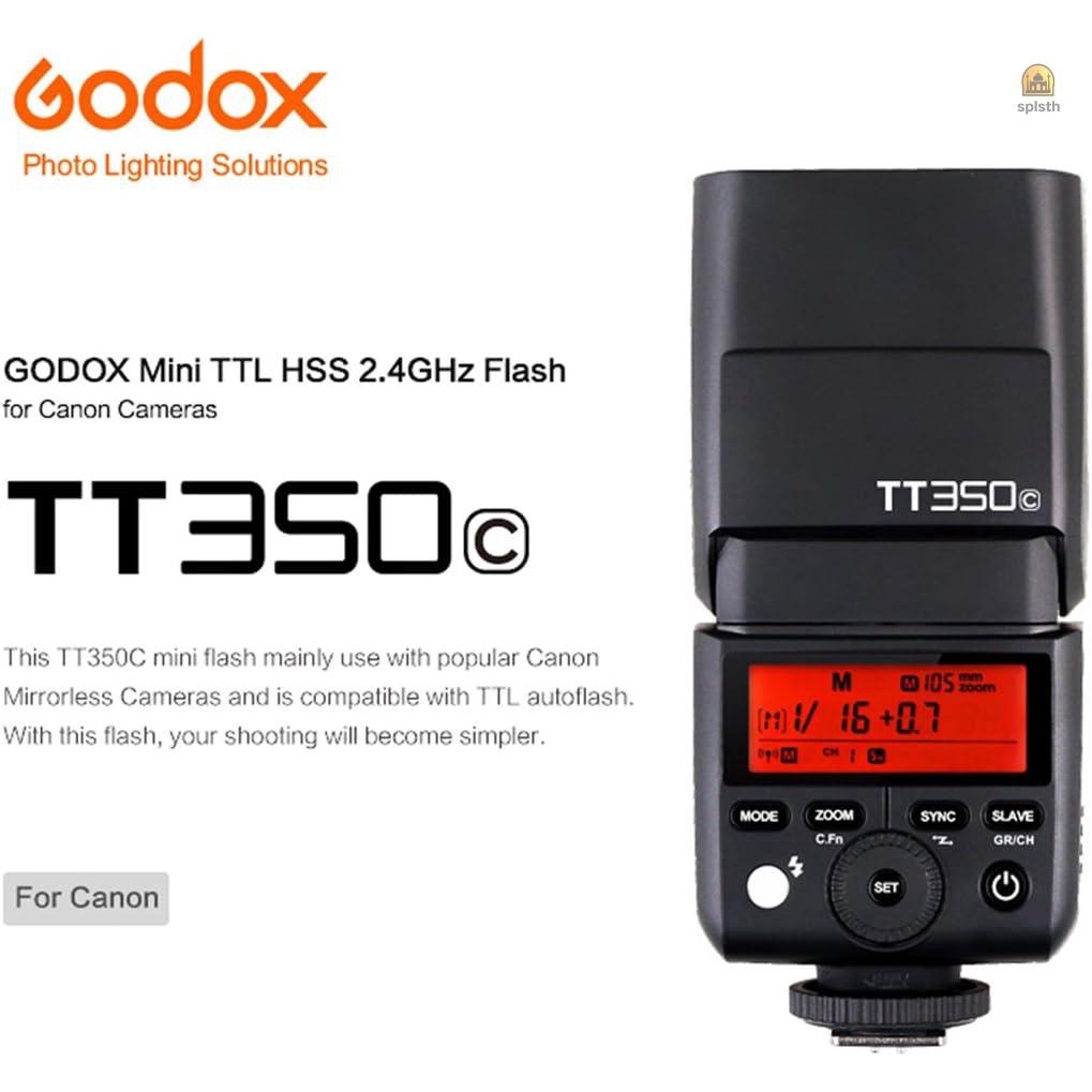 Godox Thinklite TT350C แฟลชกล้องดิจิทัลไร้สาย 2.4G TTL Master Slave Speedlite 1/8000s HSS สําหรับกล้องดิจิทัล Canon 5D MarkIII 80D 7D 760D 60D 600D 30D 100D 1100D X