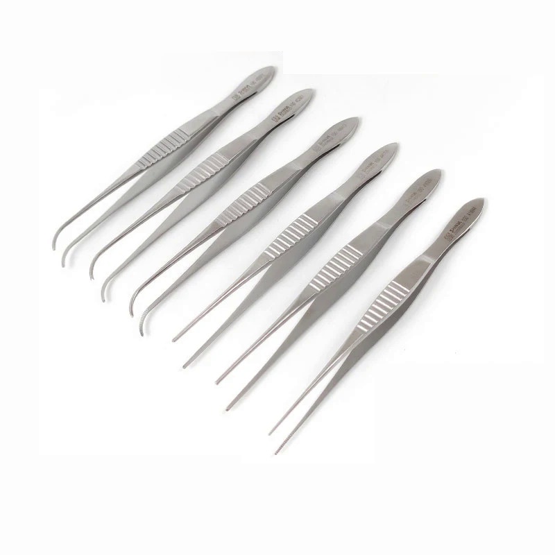 ！#@Stainless steel eye tweezers straight elbow with teeth without teeth with hooks ophthalmic tissue fine micro tweezers