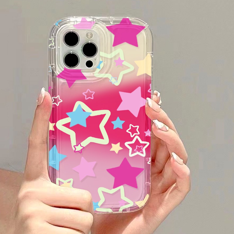 Colorful Star กรณีที่ชัดเจน for Samsung A54 5G A53 A52 A51 A34 A33 A23 A22 A24 A13 A05 S23 Ultra S22 S21 S20 FE ปิดบัง