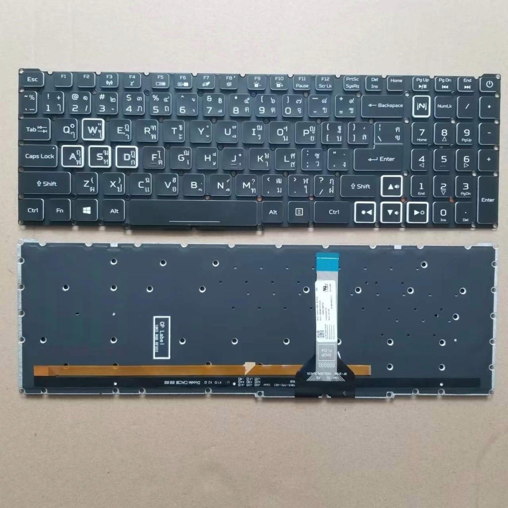 แป้นพิมพ์ คีย์บอร์ดโน๊ตบุ๊ค Acer Nitro 5 AN515-54 อักษรสีขาว มีไฟ ไทย/eng Laptop Keyboard