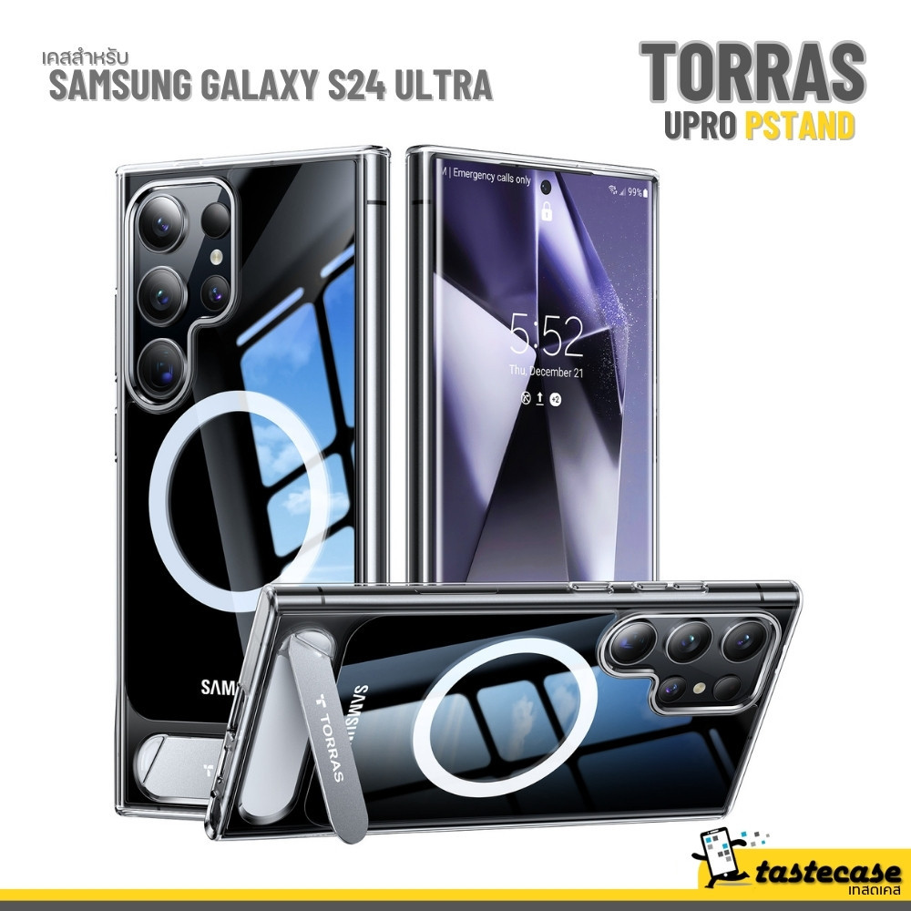 Torras UPro PStand Clear เคสสำหรับ Samsung Galaxy S24 Ultra
