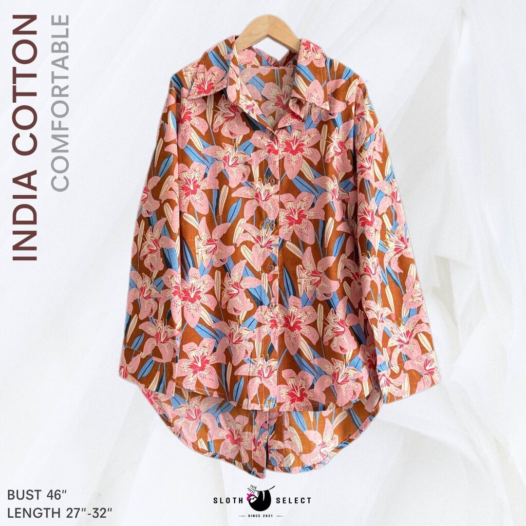 SLOTH SELECT เสื้อเชิ้ต ผ้าคอตตอนอินเดีย ใส่สบาย ราคาน่ารัก