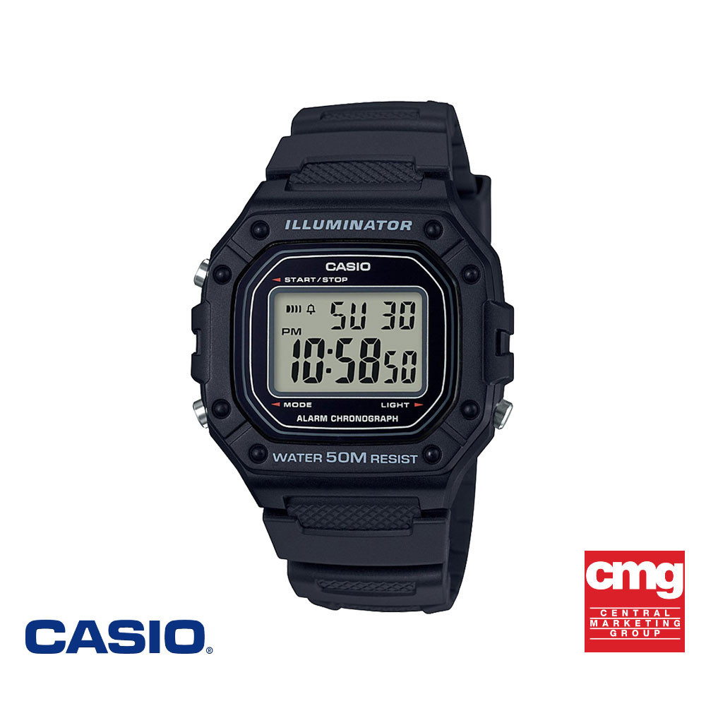 CASIO นาฬิกาข้อมือ CASIO รุ่น W-218H-1AVDF วัสดุเรซิ่น สีดำ