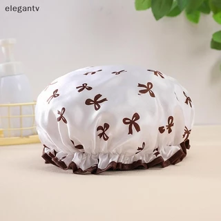 Egn Double-layer หมวกอาบน้ํากันน้ําป้องกันการเปรอะเปื้อนห้องครัวผมหมวกอาบน้ําห้องน้ํายืดหยุ่นสบาย N