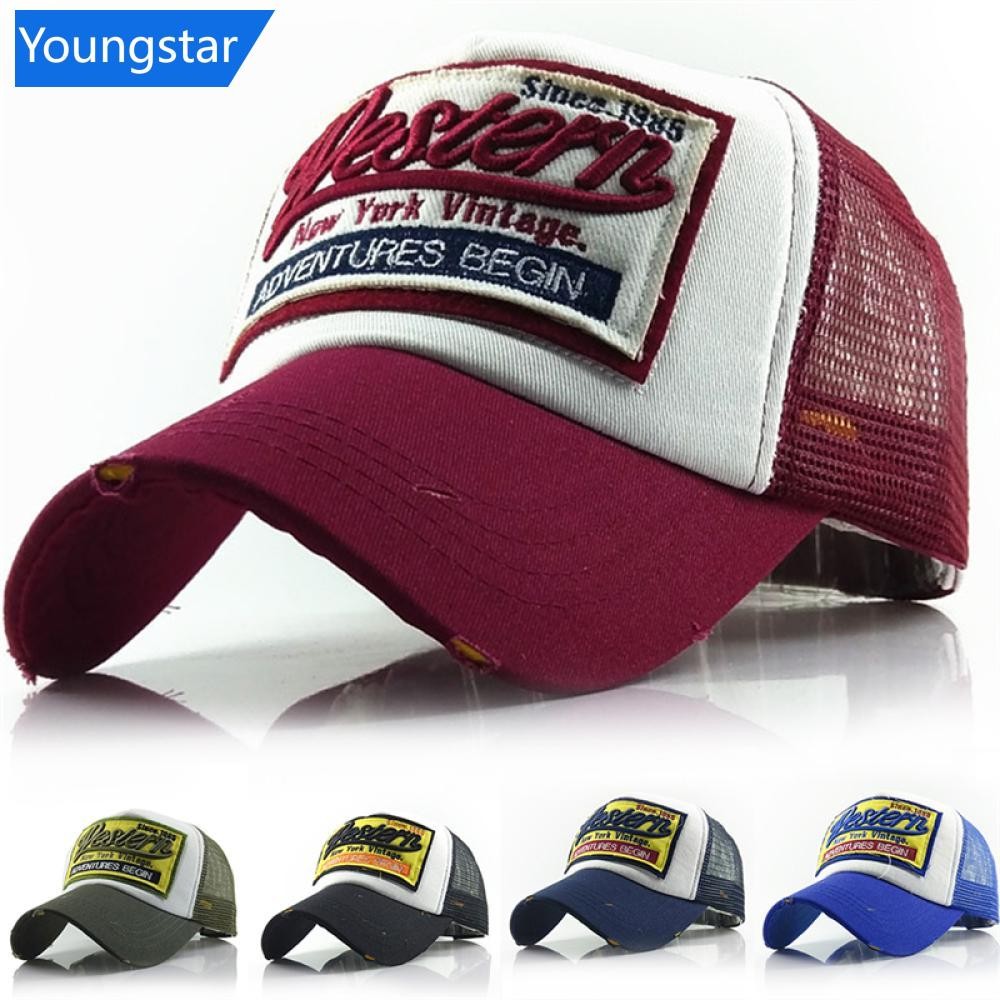 FYY ผู้หญิงผู้ชาย Streetwear Letter เย็บปักถักร้อยตาข่ายเบสบอลหมวก Hip Hop กลางแจ้ง Snapback Shade หมวก