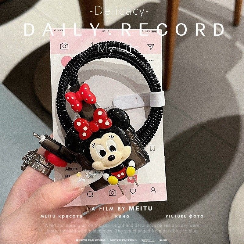 น่ารัก Minnie Xiaomi 33W Charger Protector ชุดซิลิโคนนุ่ม Charger Cable Winder Charger สําหรับ Xiaom