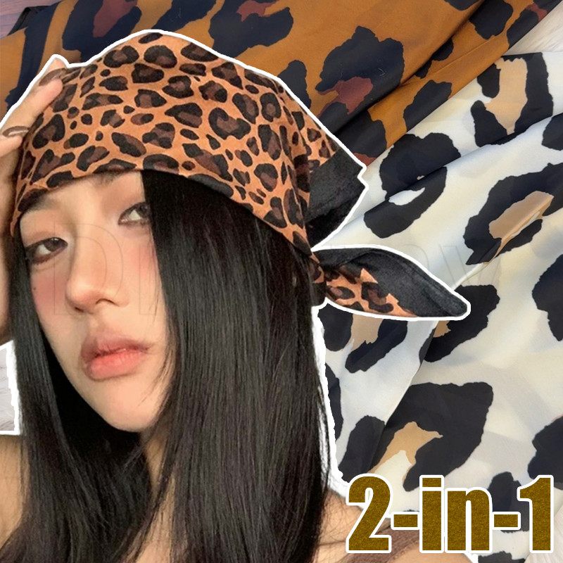 Classic Luxury Leopard Headscarf-Retro Elagant Ribbon Square Scarf-Y2K Spice Girls Scarf-ผู้หญิงผ้าพ