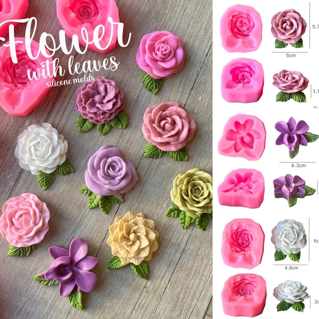 รวมแม่พิมพ์ ดอกไม้ติดใบ พร้อมใบไม้ สวยทุกแบบ