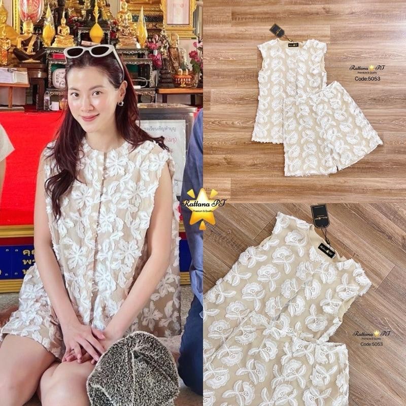 M (พร้อมส่ง) Rattana101 •ชุดเซตเสื้อ+กางเกงผ้าลูกไม้ทั้งชุด 9/2 มายด์.shop