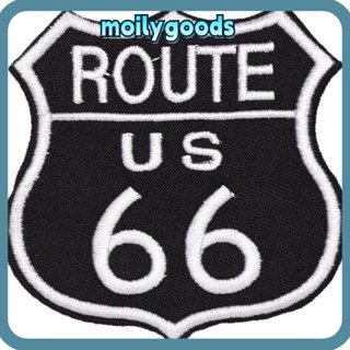 Moilyhd แผ่นแพทช์ โพลีเอสเตอร์ ปักลาย US Route 66 Applique Shape 2.87*3.1 นิ้ว US Route 66 Applique Patches สําหรับติดกระเป๋าเป้สะพายหลัง 20 ชิ้น