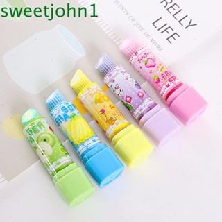 Sweetjohn ยางลบดินสอ รูปผลไม้ ลิปสติก สุ่มสี สําหรับเด็กนักเรียน