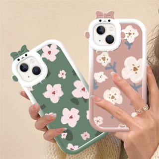 เคสโทรศัพท์มือถือ แบบนิ่ม ลายดอกไม้ ประดับโบว์ สําหรับ OPPO A15 A12E A15S A16 A16s A31 A53 A54 A55 A57 A3S A72 A74 A8 A9 A5 2020 A96