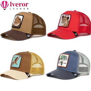 Lveror หมวกเบสบอล ผ้าตาข่าย เพ้นท์ลายสัตว์ สไตล์ฮิปฮอป กลางแจ้ง สําหรับคน 1 ชิ้น