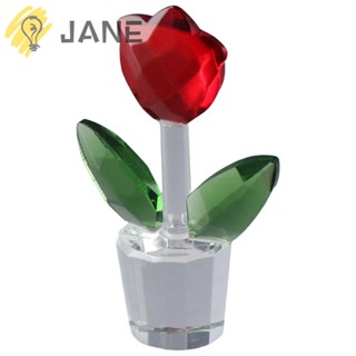 Jane ดอกทิวลิปแก้วคริสตัล สีแดง 2.87 นิ้ว สําหรับตกแต่งบ้าน ออฟฟิศ