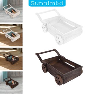 [Sunnimix1] รถเข็นไม้ ขนาดเล็ก สไตล์เรโทร สําหรับตกแต่งบ้าน เฟอร์นิเจอร์ พร็อพถ่ายรูปเด็กแรกเกิด