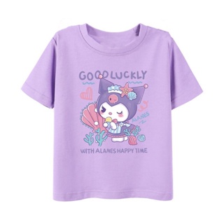 ราคาถูก Sanrio Kulomi เสื้อยืดแขนสั้นผ้าฝ้ายแท้น่ารักฤดูร้อนใหม่สไตล์ต่างประเทศของผู้หญิงหลากหลายสี เสื้อคู่