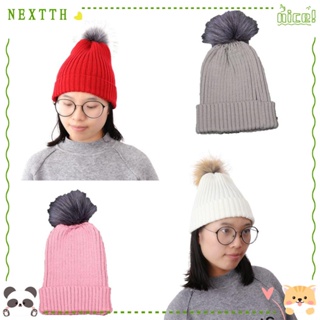 Nextth หมวกบีนนี่ ผ้าถัก ถอดออกได้ สําหรับผู้หญิง